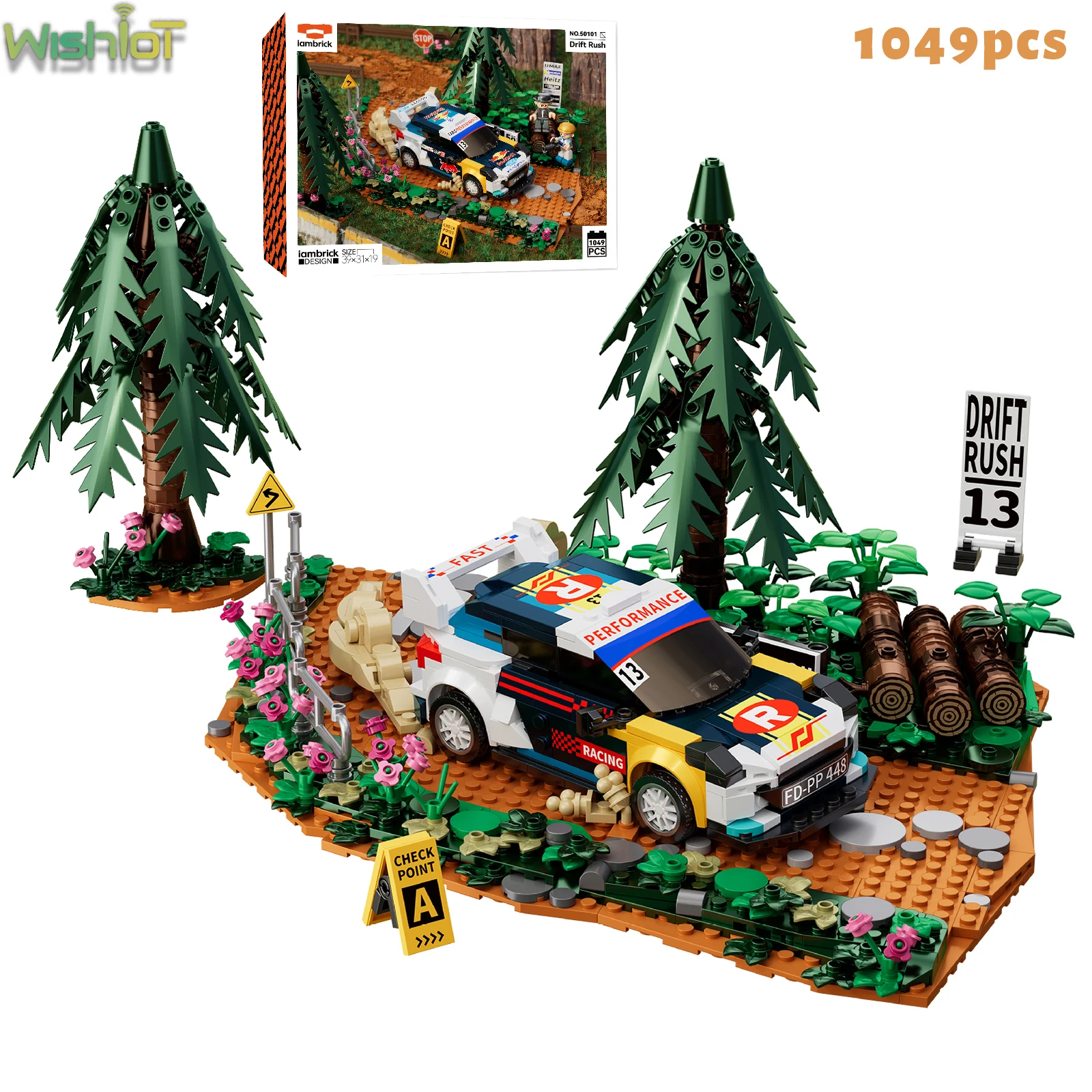 

1049PCS Drift Rush Building Blocks Racing Car Speeding with Forest Track Model MOC Racing Scene Aseembly Toys Creative Gifts