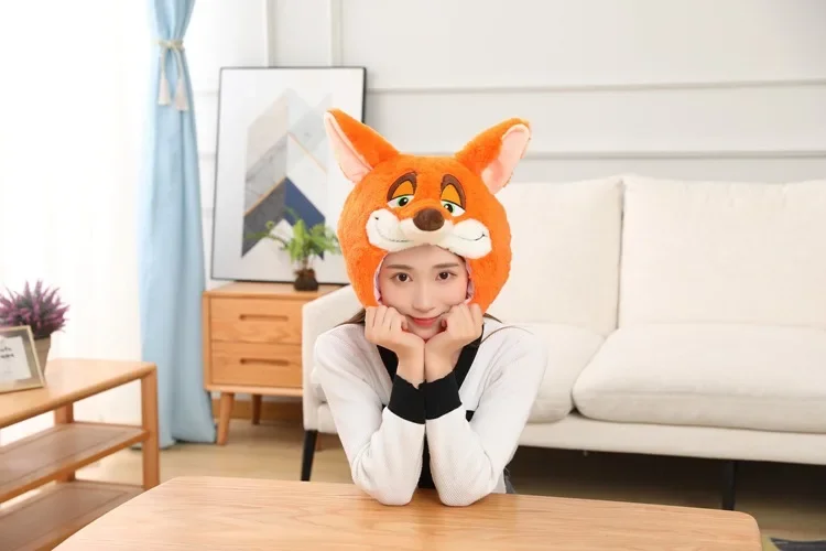 37cm Cosplay Simulation lovely fox head hat Cartoon headgear photo performance props Stuffed Plush Toys costume party girl gift