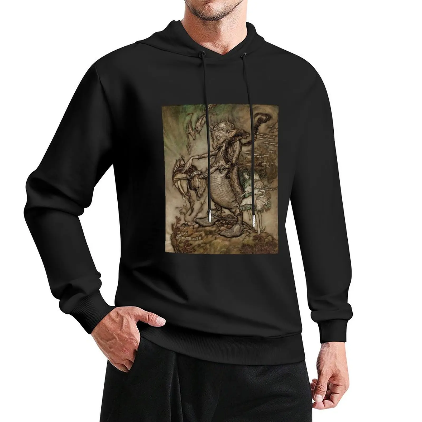 

Water goblin illustration - Arthur Rackham Pullover Hoodie hooded shirt anime clothes men clothing men's hoodie sweatshirt