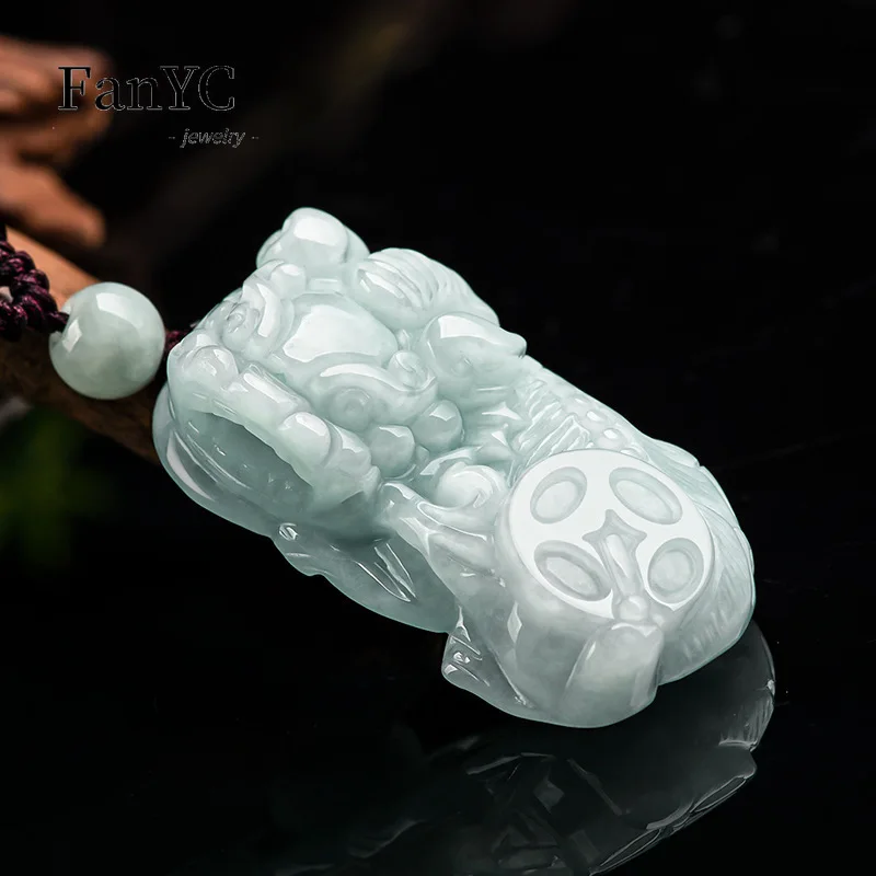 

Myanmar A Goods Jadeite Wishful Money King Brave Pendant Fortune Auspicious Men and Women Jade Necklace Jewelry Gifts