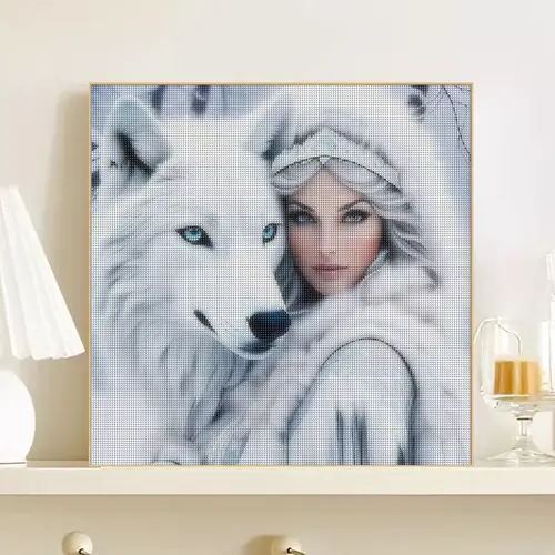 GATYZTORY Diamond Painting White Fox and Girl 5D DIY Diamond Embroidery Animals Cross Stitch Mosaic Rhinestone Kit Home Decorati - Image 3