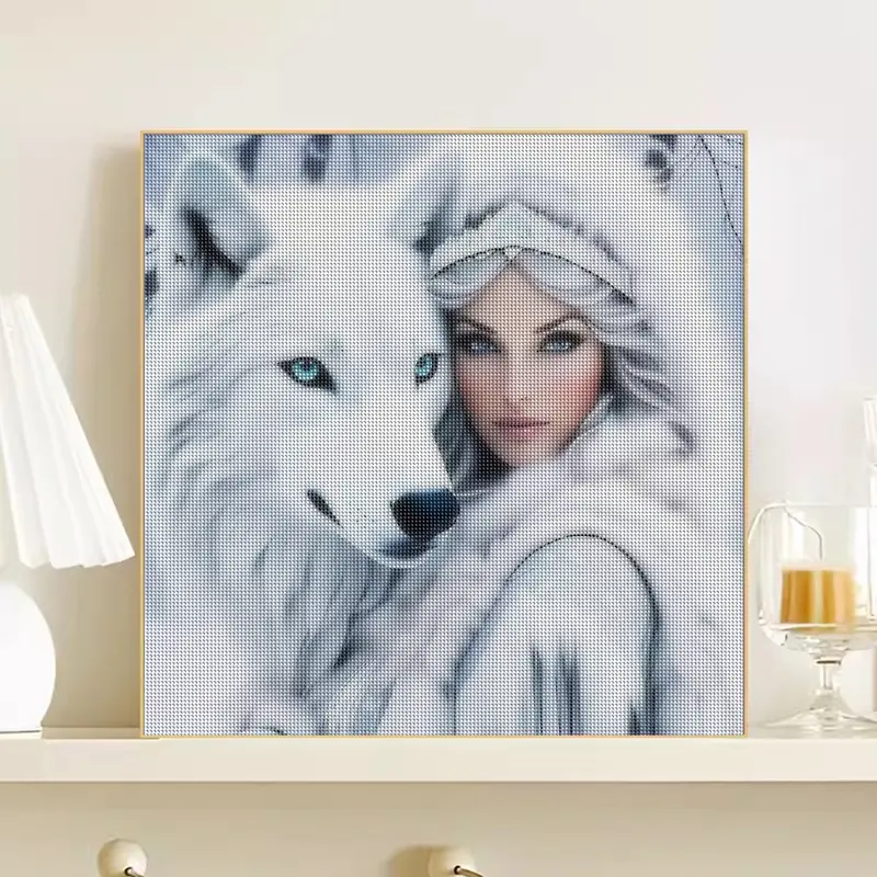 GATYZTORY Diamond Painting White Fox and Girl 5D DIY Diamond Embroidery Animals Cross Stitch Mosaic Rhinestone Kit Home Decorati - Image 3