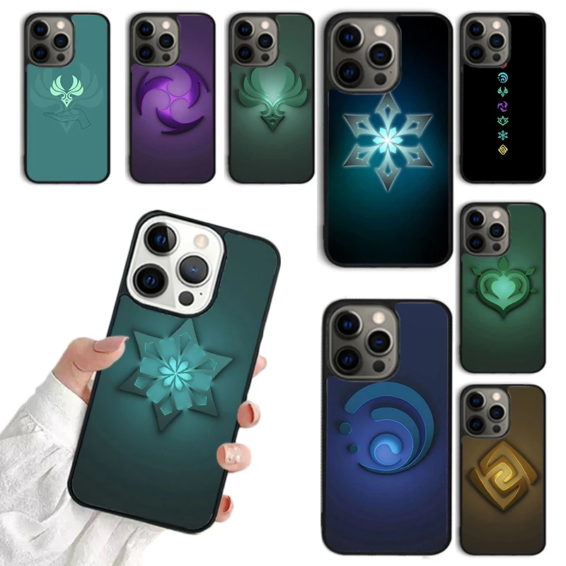 Genshin Impact Elements Phone Case For iPhone 16 15 14 13 12 Mini 11 Pro Max Plus X XS Max XR Cover Shell coque