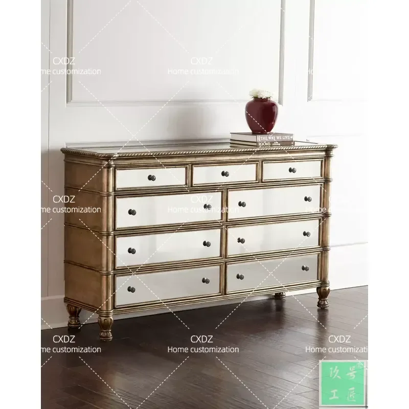 Neoclassical Simple Eco Friendly All Solid Wood Bedroom Living Room Furniture Chest Side Cabinet Entrance Cabinet