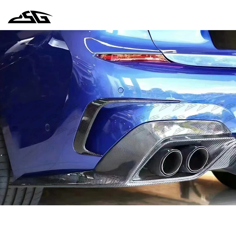 

Накладки-сплиттеры (канарды) из карбона на задний бампер для BMW 3 серии G20 G28 325 330 2019+