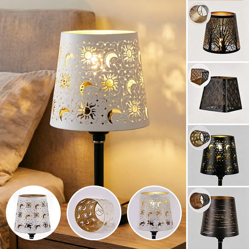 

Metal Lamp Shade Hollow-Out Ambience Protective E27 Clip Bulb-Lampshade Light Fittings Internal Golden Lampshades Home Decor