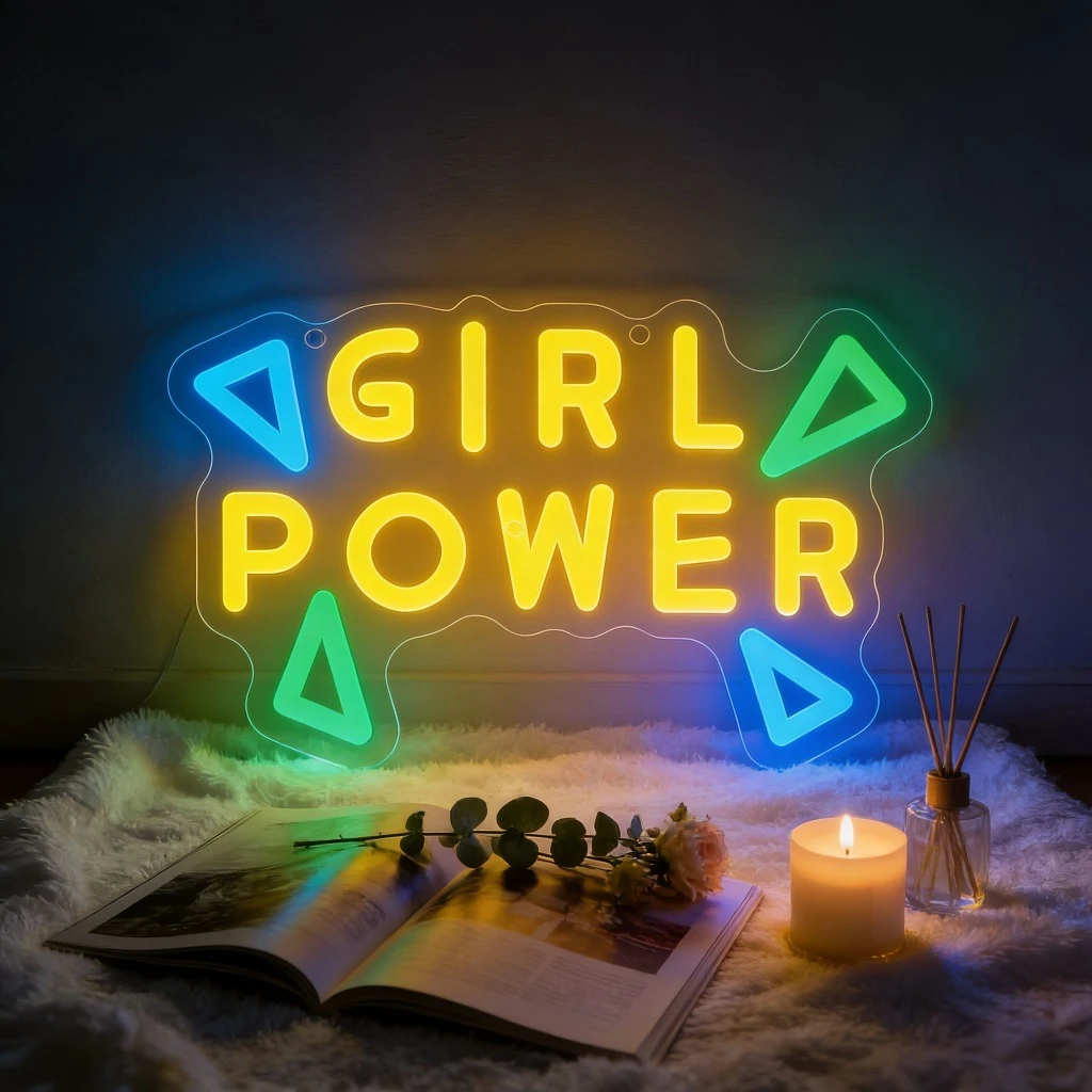 

﻿ Неоновая вывеска GIRL POWER, светодиодная, с USB-питанием, регулируемая, для спальни, гостиной, клуба, бара, мужской комнаты, подарки для вечеринок, декор для стен