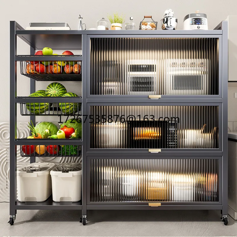 

Kitchen Multifunctional Shelf Floor-to-ceiling multi-layer storage cabinet Microwave oven vegetable basket storage rack