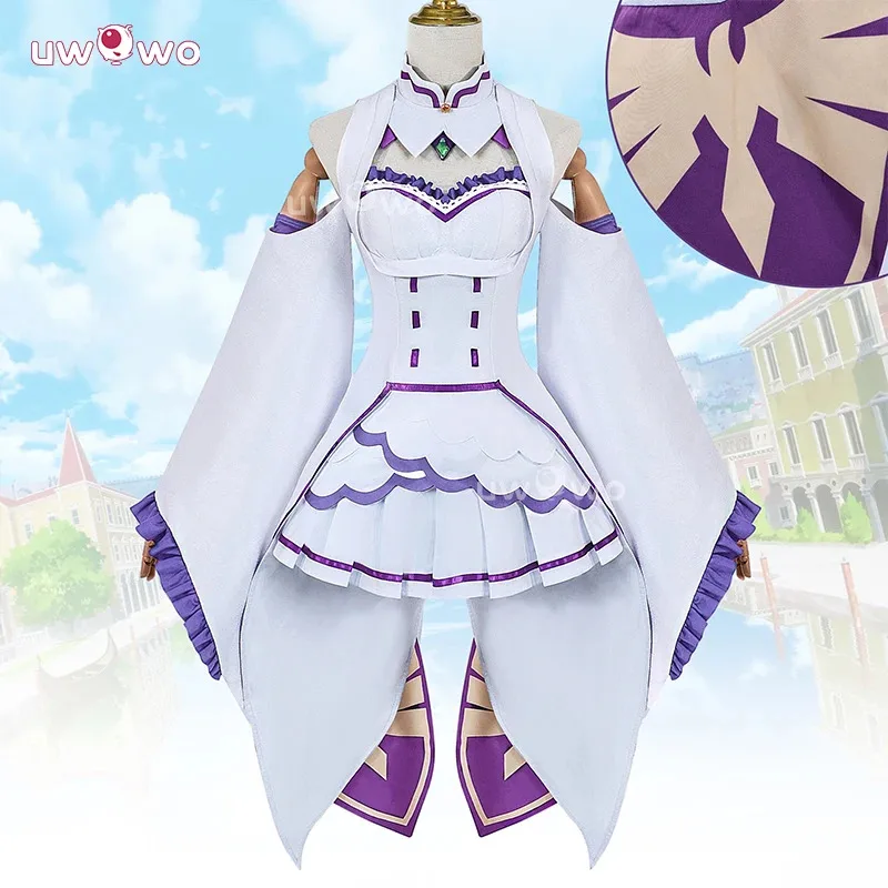 

UWOWO Emilia Cosplay Collab Series: Anime Emilia Cosplay Costume Casual Dress Halloween Costume