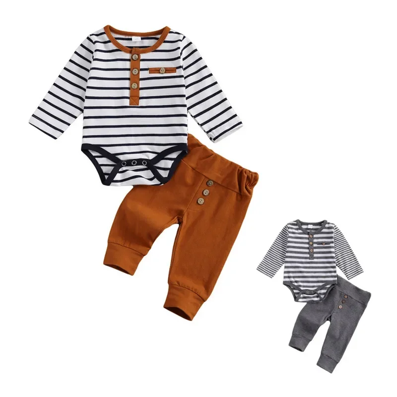 Pant Sets Baby Boy Clothes Autumn Infant Top and Bottom Sets for Children Stripe Long Sleeve Baby Groups Clothing Newborn