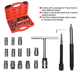 17PC Four sets Diesel Injector Seat Cutter Cleaner Tool Set Carbon Remover