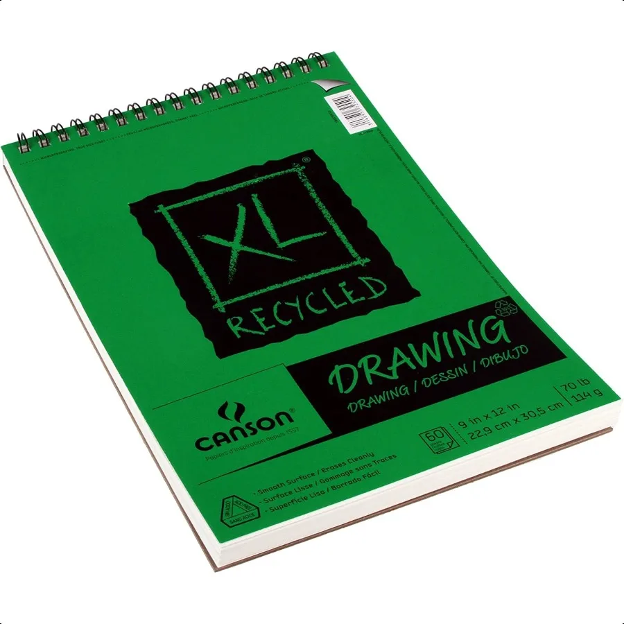 لوحة ورق رسم معاد تدويرها من سلسلة XL سلك علوي ملزمة 70 رطل 9 × 12 بوصة 60 ورقة #2