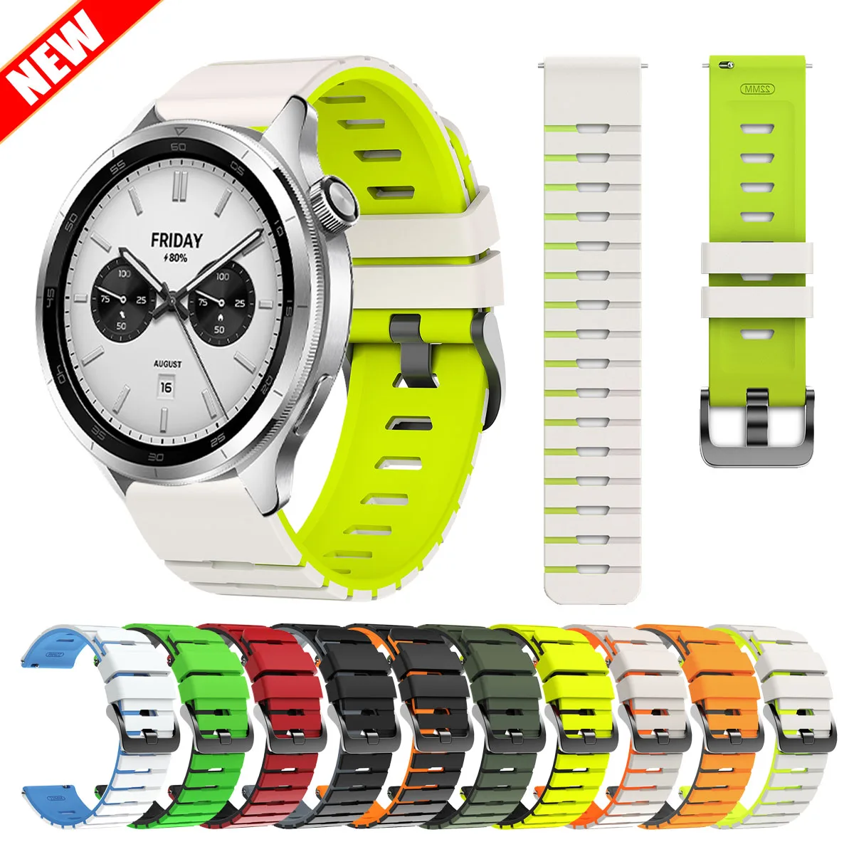 Xiaomi Watch 2 Pro、S4、S3、S2、S1 Pro/Mi Watch Color 2、Huawei Watch GT 6 Pro/GT 6、5対応 スポーツ22mmシリコンバンド/ストラップ/ブレスレット