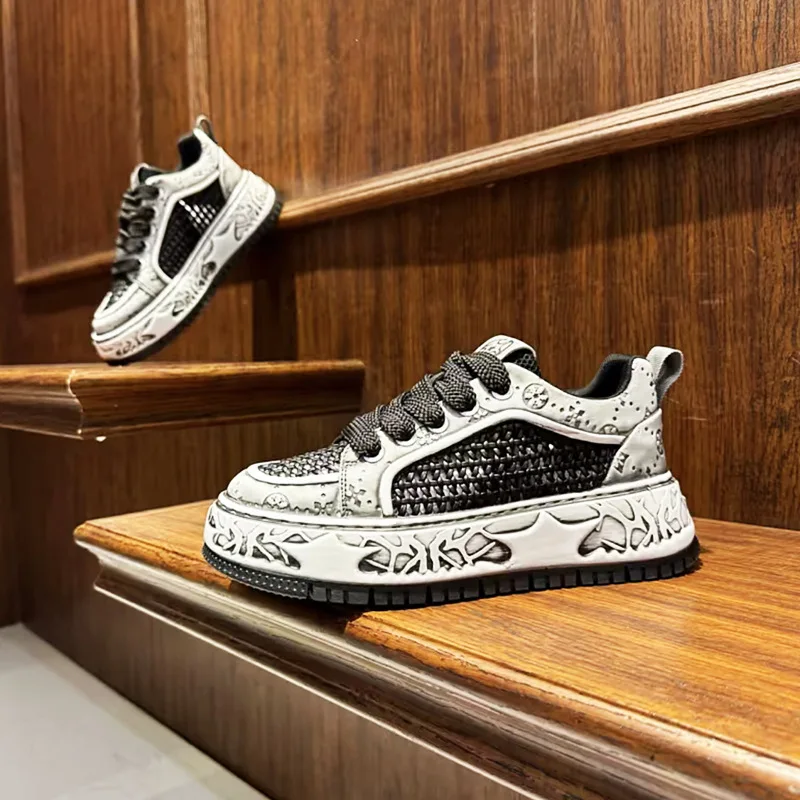 

Мужская спортивная обувь, легкая прогулочная обувь, уличная белая мужская обувь для скейтбординга, кроссовки для бега, повседневная обувь на платформе, дышащая