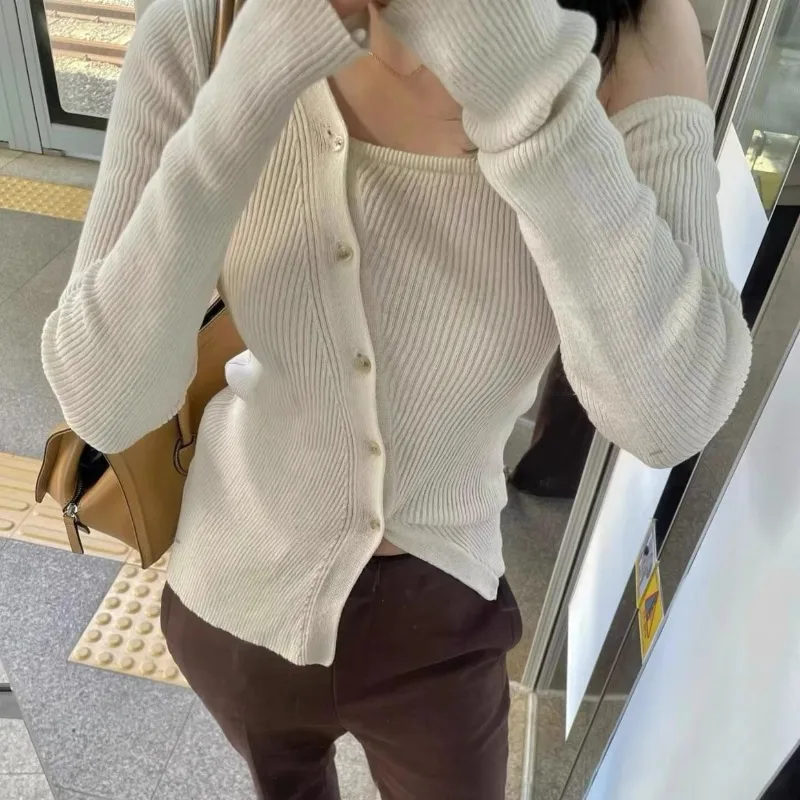 

Matakawa нерегулярная осенне-зимняя одежда, женские свитера, однотонные короткие пуловеры Y2k, корейская мода, сексуальные женские пуловеры с косым воротником