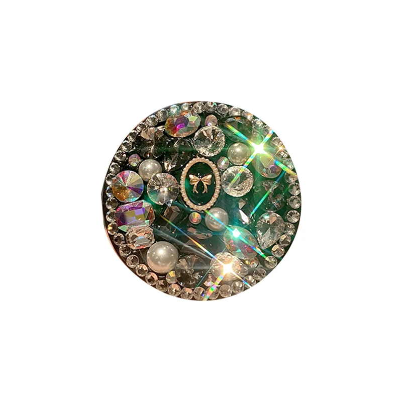 Portable Handheld Dual-Sided Diamond Embedded eup Mirror Creative Sle  Size Beau Care Tool for Personal Use