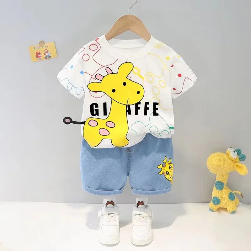 

New Summer Baby Girls Clothes Suit Children Boys Fashion Cartoon T-Shirt Shorts 2Pcs/Sets Toddler Casual Costume Kids Tracksuits