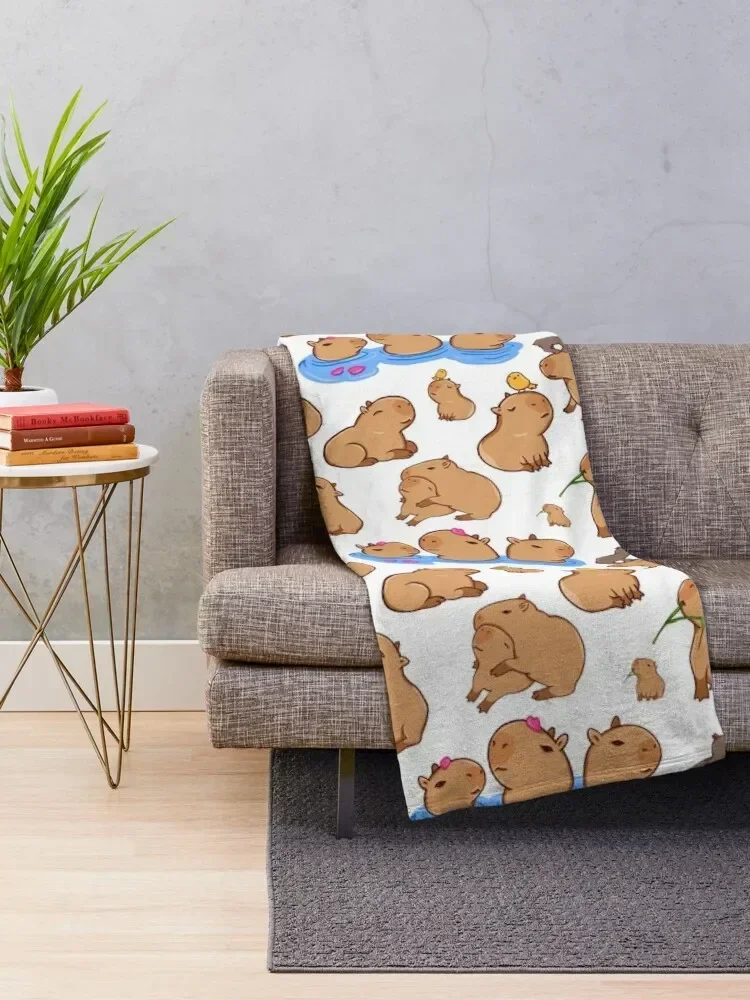 Capybara Pattern Throw Blanket Fluffys Large Plaid Blankets For Sofas Hairys wednesday Blankets