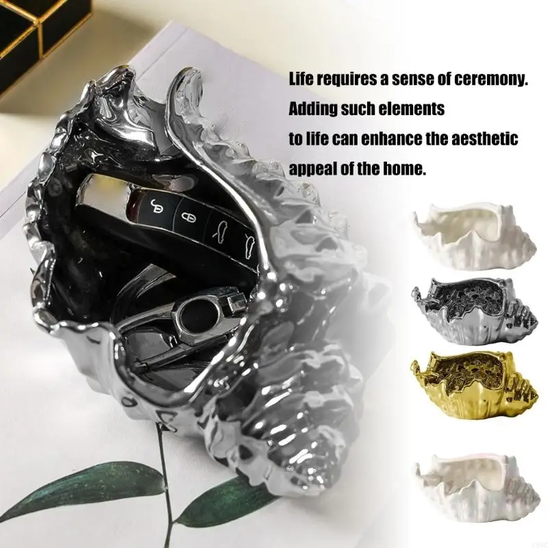

195C Ceramic Jewelry Holder Dish with Creative Conch Pattern Flexible Storage Additio for Accessories Keys Small Items