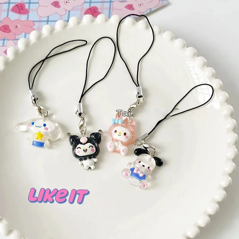 Sanrio Anime My Melody Bag Keychain Cartoon Cinnamonroll Hello Kitty Cute Phone Pendant Girly Items Pendant Rope Decoration