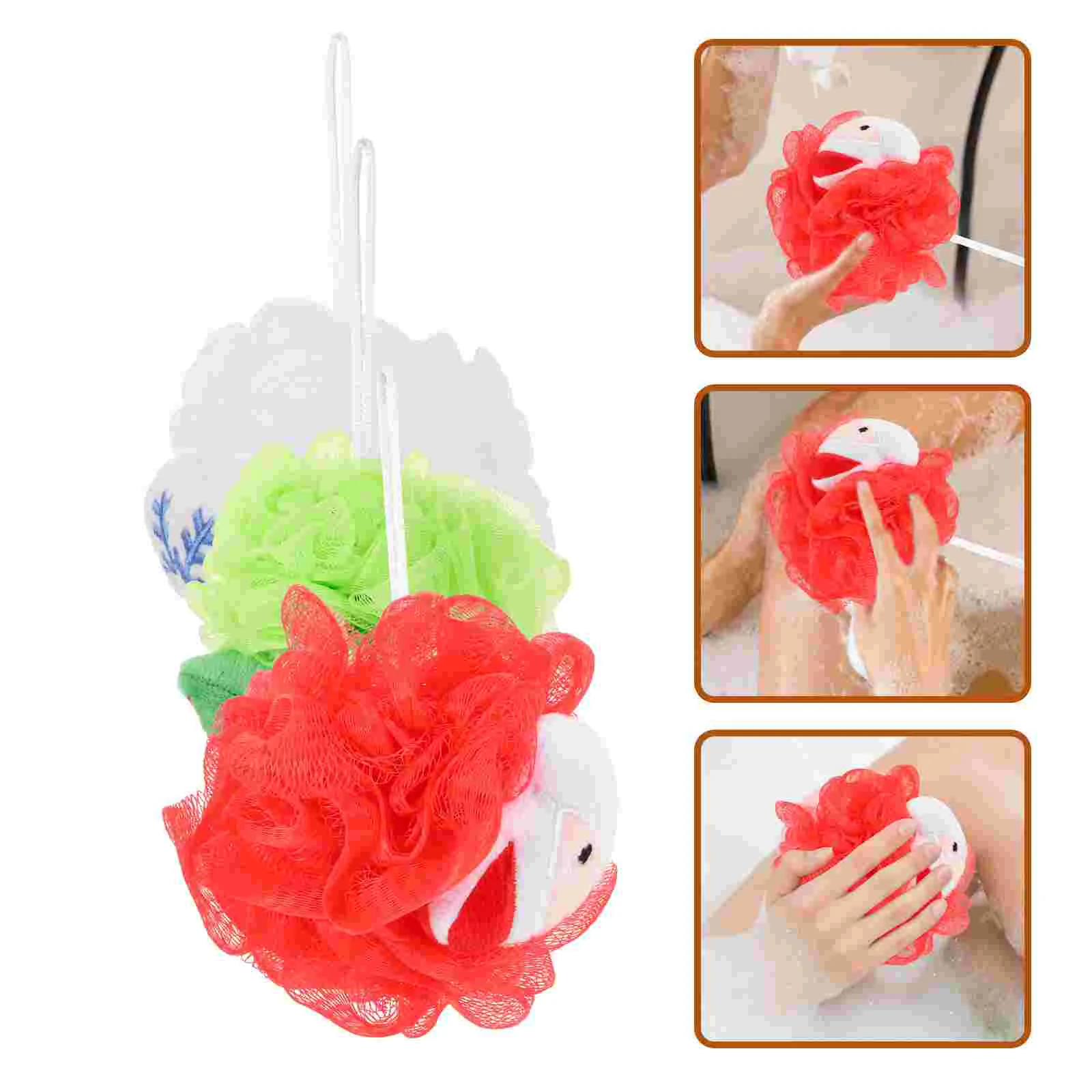 

3 Pcs Body Lotion Exfoliating Bathing Balls Cartoon Best Baby Gifts Pe Loofah Toddler Wash Skin Scrubber