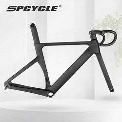 Spcycle 2024 New Aero Carbon Road Bike Frame Disc Brake Full Hidden Cable 700x32C Race Bicycle Carbon Frameset