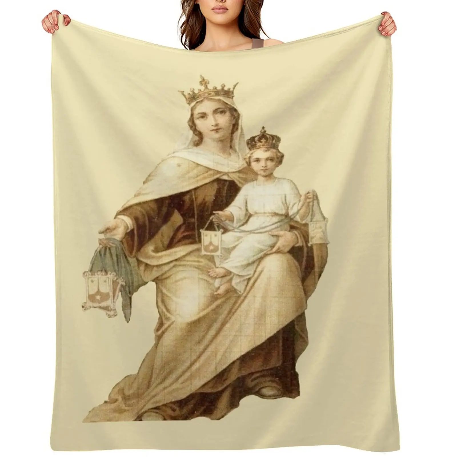 Our Lady of Mount Carmel 2 Throw Blanket Beautifuls Decoratives Shaggy Polar Blankets