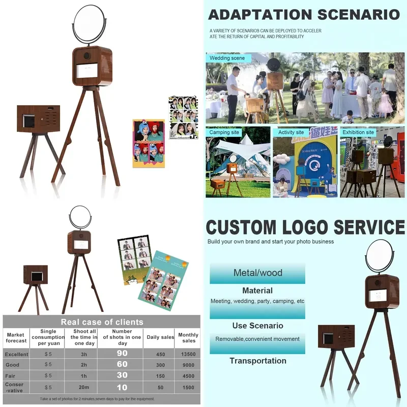 for Photo Booth Shell Mirror Magic Vintage Props Camera Wedding Digital Mirror Booth
