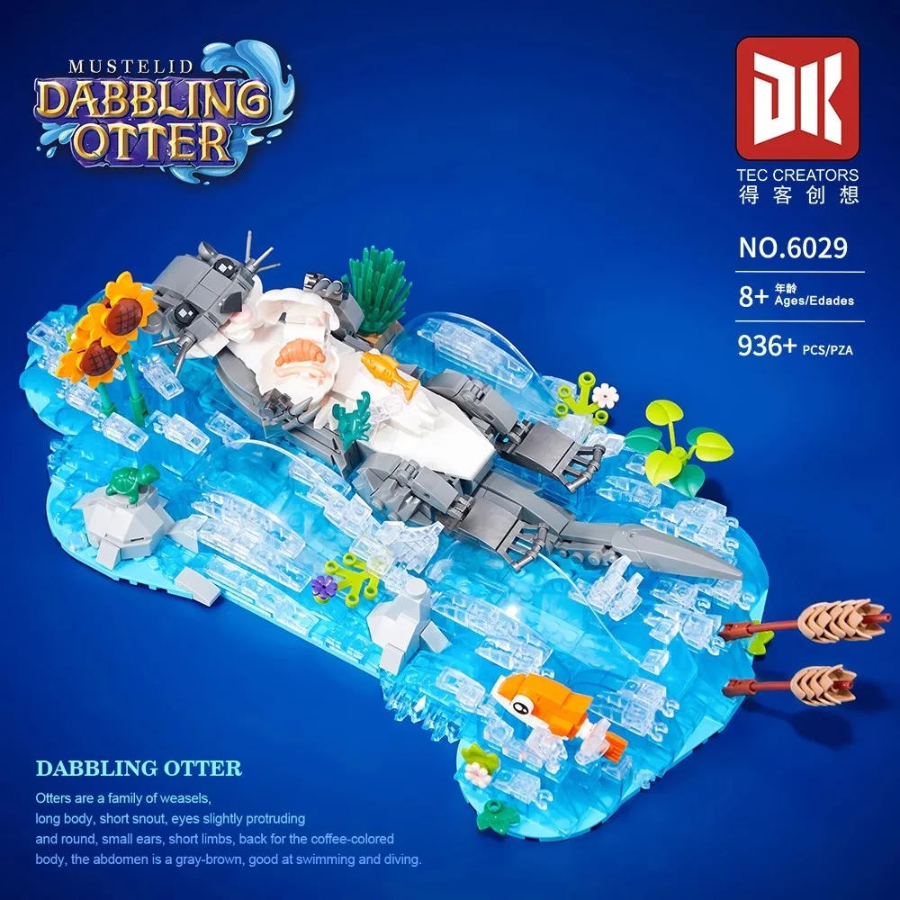

936PCS Creative Expert Otter Playing in Water Toy Building Block Set Ocean Sea Animal Model Brick Educational Toys For Kids Gift