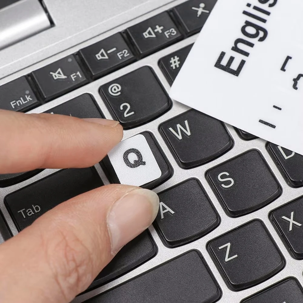 

2 шт., русские наклейки на клавиатуру, арабские и создальные сменные наклейки с буквами на клавиатуру, белый шрифт, черный фон для ПК, компьютера