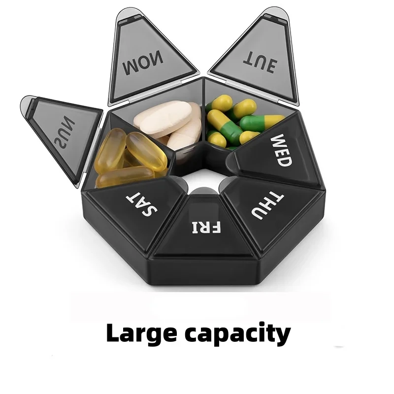 

1pc Carry-On Portable One Week Large Capacity Pill Box Dustproof Dispenser Seven Days A Week Transparent Pill Organizers