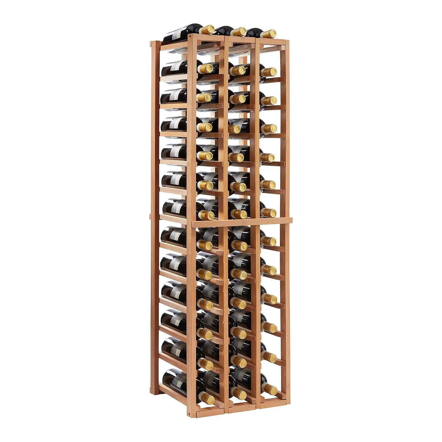 

Stackable 4 Foot Wine Rack 3 Column Solid Mahogany 36 Bottles Stylish Durable Wine Rack Home Decor, Customized