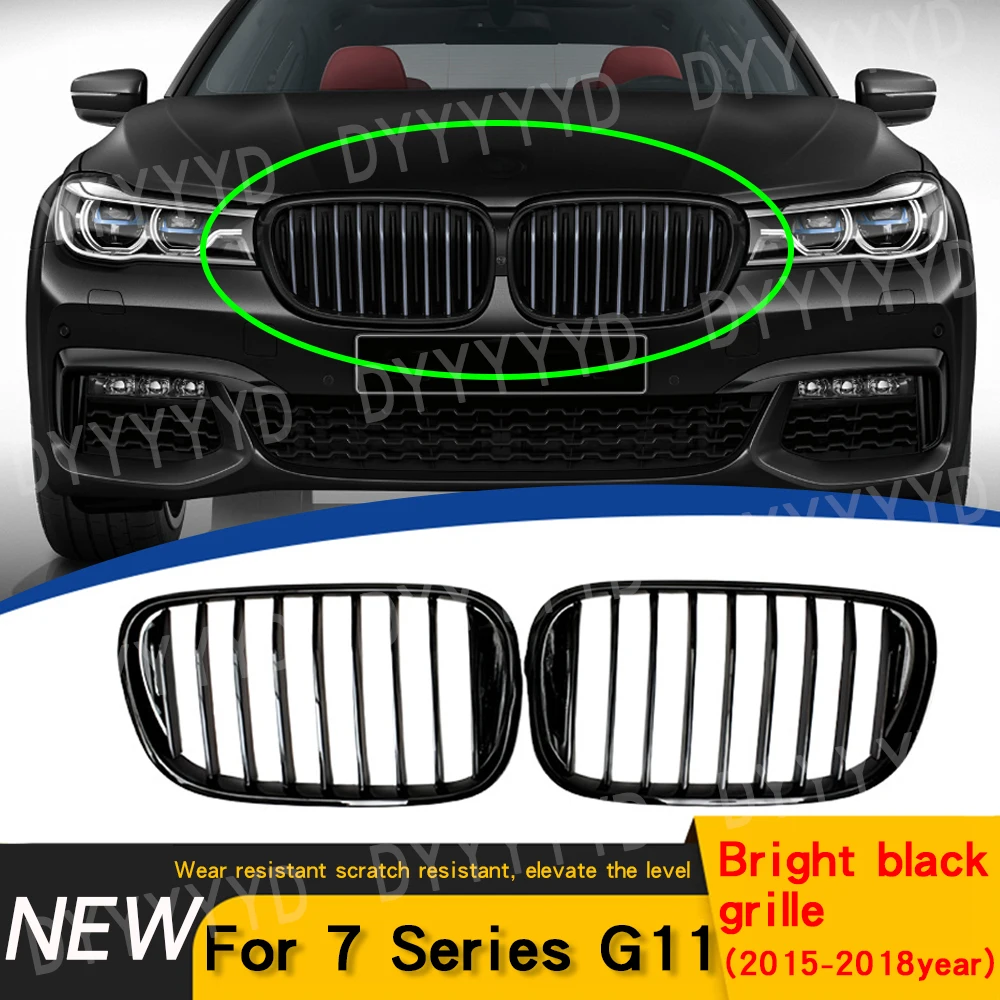 M style Front Grill For BMW 7 Series G11 G12 2015 2016 2017 2018 730li 740li 750li 730d Single bar Gloss Black Racing Grills