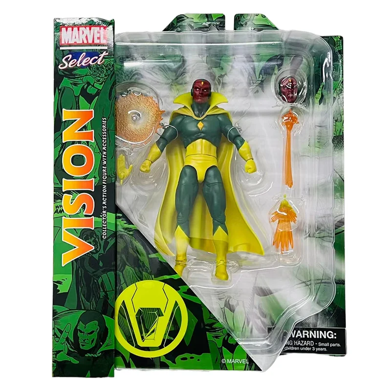 Diamond Select Toys DST Marvel Select Vision 1/12 7 Inches 18Cm Anime Original Action Figure Model Toy Birthday Gift Collection