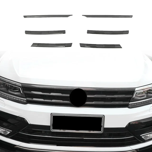 6 sztuk przedni zderzak samochodowy Mesh środkowy Grill Grill odlewnictwo paski pokrywa wykończenia dla VW Tiguan MK2 2016-2021 chrom stylizacja