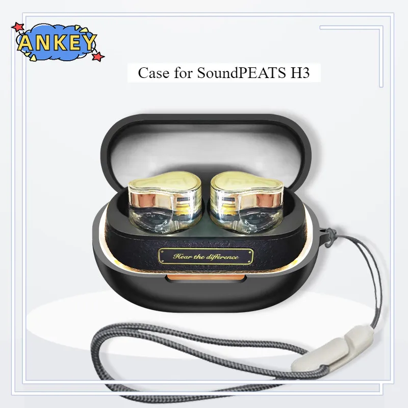 for SoundPEATS H3 Case Protective Nylon Lanyard Soft Cover Shells Washable Housing Anti Dust Sleeve Hand Rope Strap Accessories