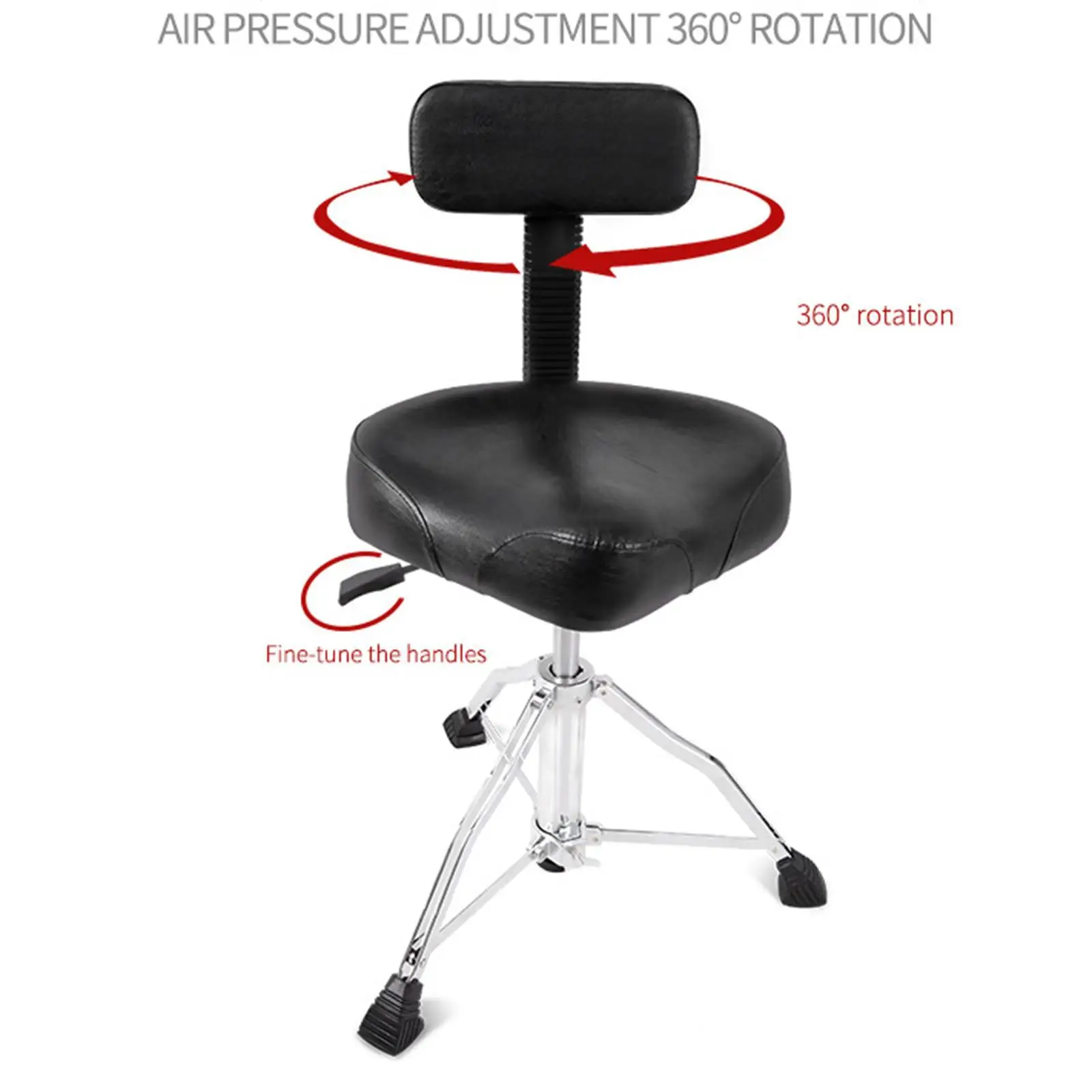 Airlift Drum Seat with Back Support Hydraulic Drum Stool for Adults Drummers