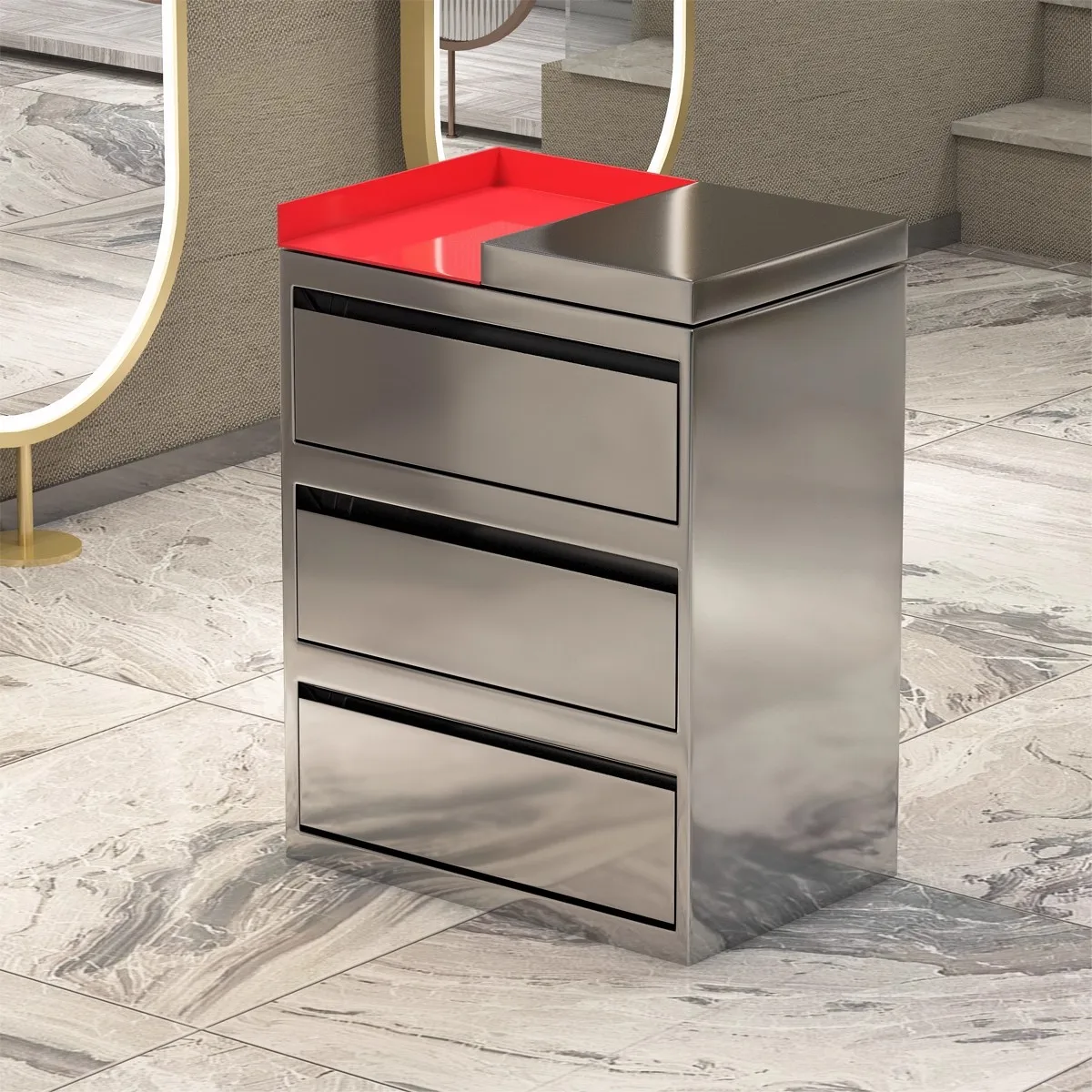 New Barber Shop Tool Cabinet Hair Salon Stainless Steel Barber Storage Cabinet with Drawers Internet celebrity hair salon locker