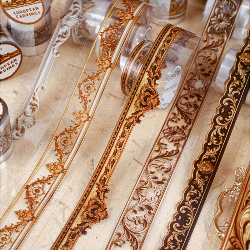 1~6Roll Vintage Carving Decoration Tapes Scrapbooking Stickers Material Perfect for Journaling Diy Scrapbooking Supplies