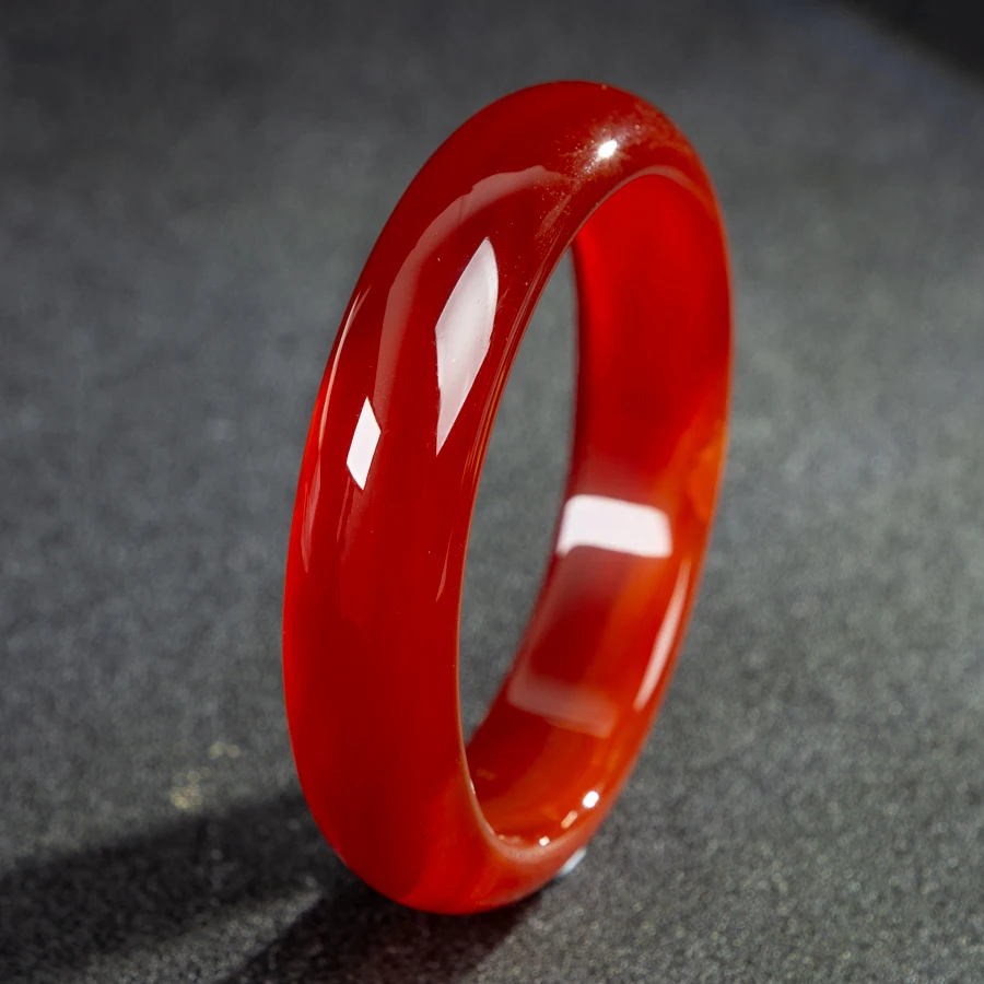 

TIMESWIND Simple Beautiful Natural Red Chalcedony Wide Bangle for Women with Certificate