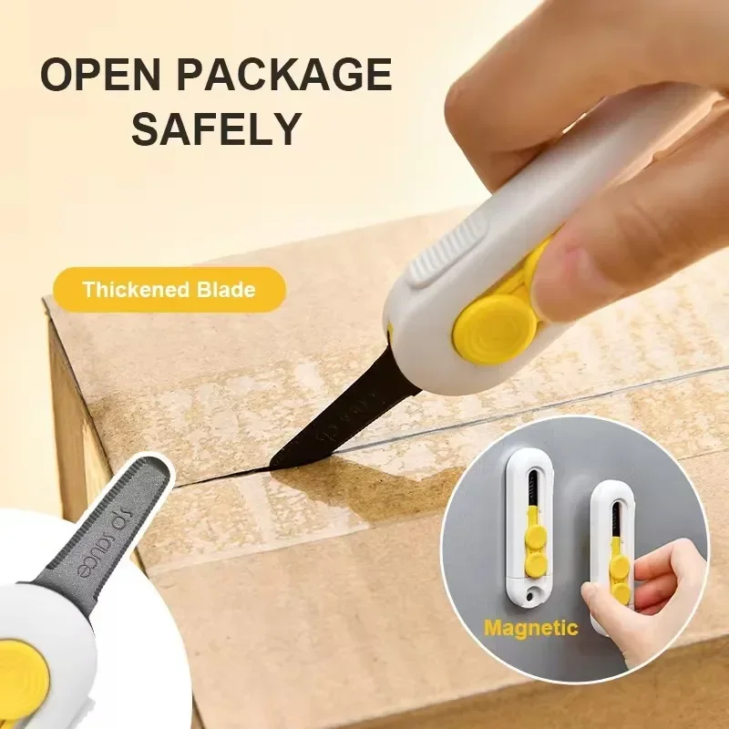 Magnetic Courier Opening Knife Multifunctional Portable Courier Unboxing Knives Retractable Self-locking Rebound Art Knife Tool
