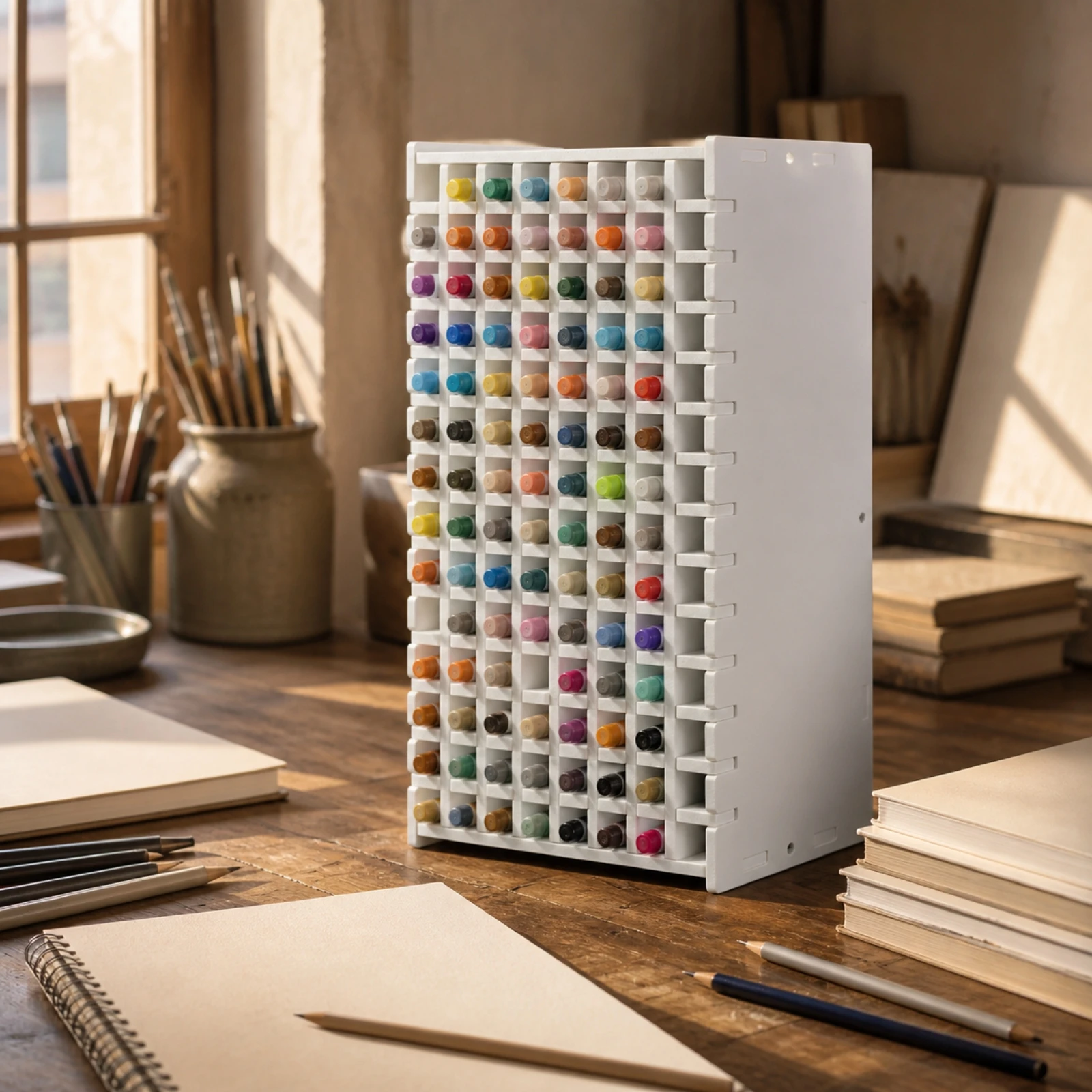 PVC Desktop Storage Box Long-Lasting Marker Storage Box Desktop Pen Organizer Sturdy Freestanding Desk Organizer Space-Saving