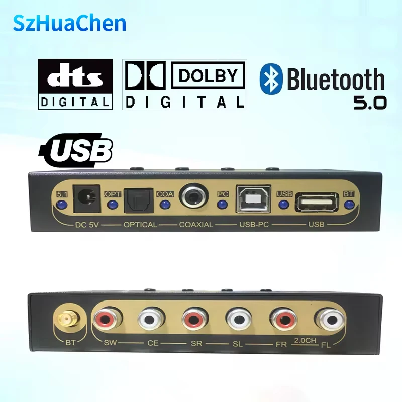 

5.1 Audio Decoder DTS Dolby AC3 Audio Converter SPDIF Toslink Coaxial PC USB Flash Bluetooth 5.0 Audio Decode for Home Theatre