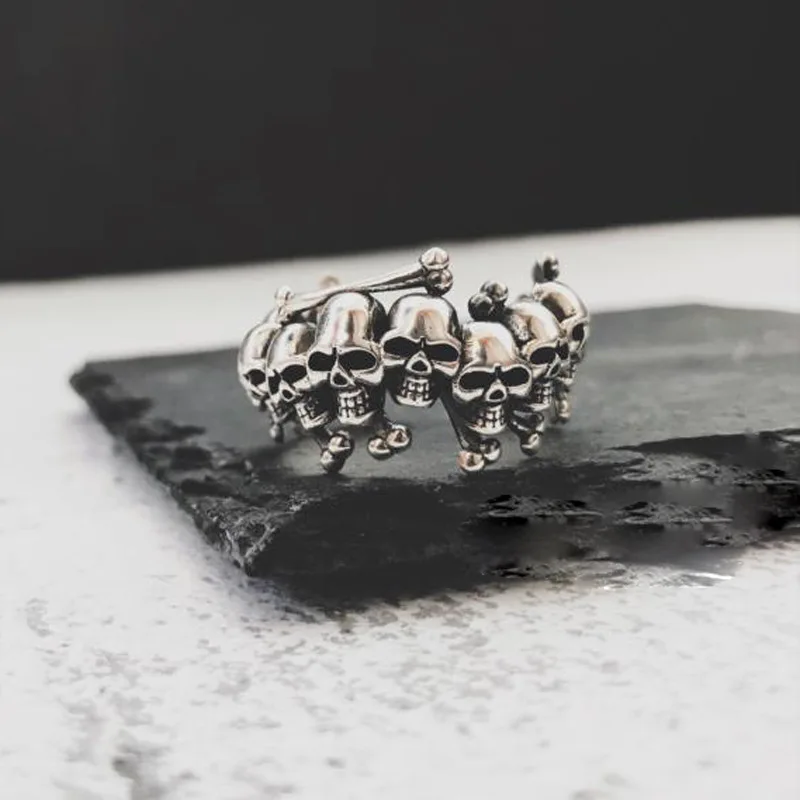 

New Unique Design Skull Head Open Ring for Men's Literature, Retro, Vintage, Mighty, Personalized, High End Ring