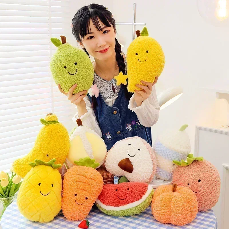 Fruit Plush Cartoon Soft Cute Mango Peach Banana Strawberry Toy Cute Food Stuffed Pillow Doll Pumpkin for Girl Kid Birthday Gift