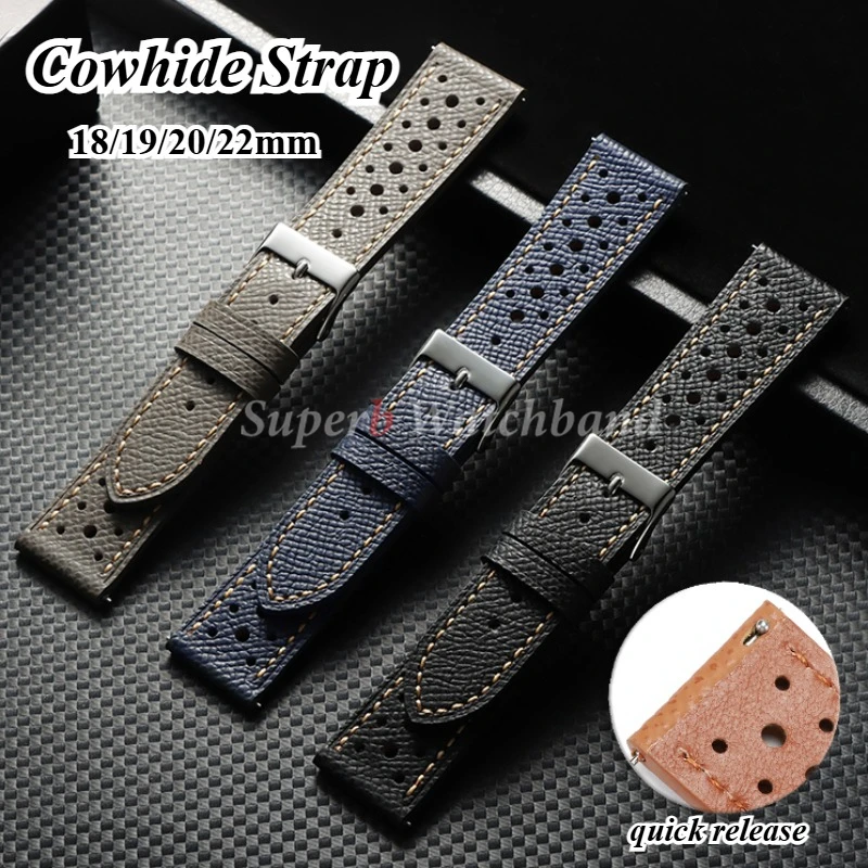 خمر اليدوية النخيل طباعة جلد البقر حزام من الجلد لأوميغا ل Seiko 18/19/20/22 مللي متر لينة وتنفس البني حزام الرجال