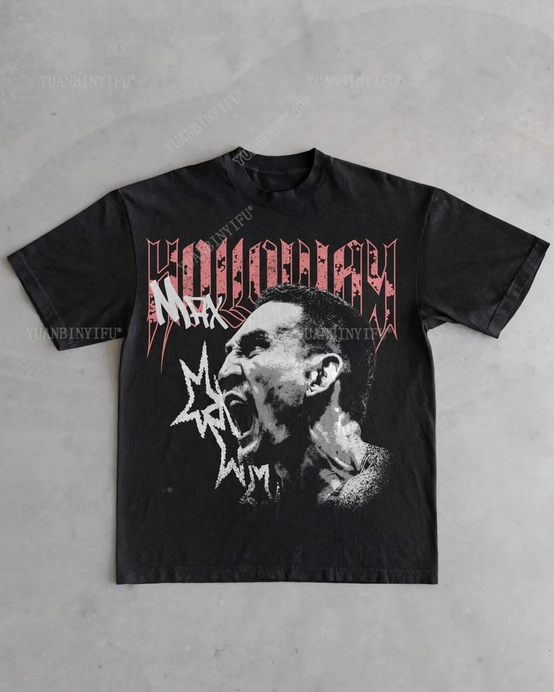 Max Holloway T-Shirt: Fight Night Graphic Tee, Fighting Fan Gift cotton Vintage round neck Streetwear Tees Short Sleeve