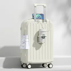 Luggage with USB Cup Holder Password Suitcase Trolley Case Female Suitcase Trip Cabin Student Rolling Travel Wheeled Suitcases