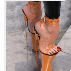 Brown Twine Lace Up Platform Sandals Peep Toe Thin High Heel Fashion Sexy Cool Novel Western Summer Woman Shoes Zapatillas Mujer