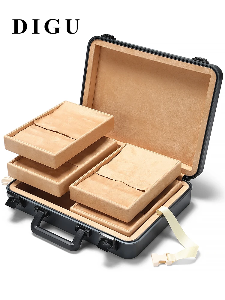 Aluminum magnesium alloy ring necklace bracelet storage box exhibition suitcase counter jewelry store box